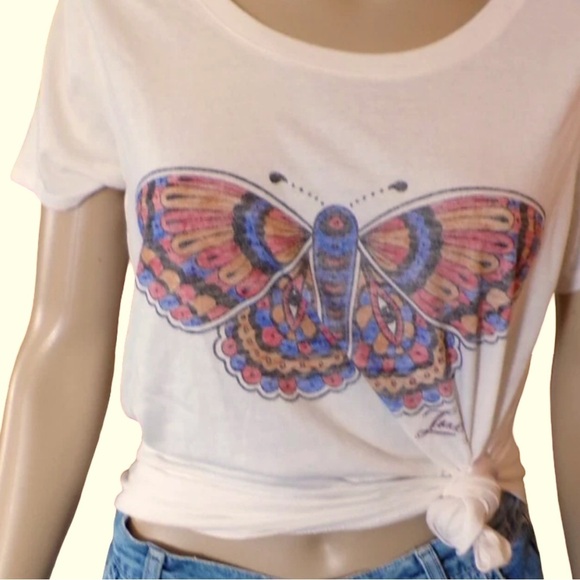 Lucky Brand Size XXL Women's Butterfly Graphic T-Shirt, Marshmallow. New - Picture 4 of 8